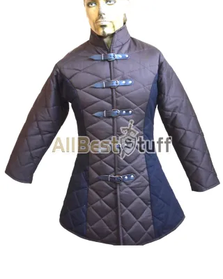 Medieval Gambeson 5 Buckle Long Padded Armor Multi Color