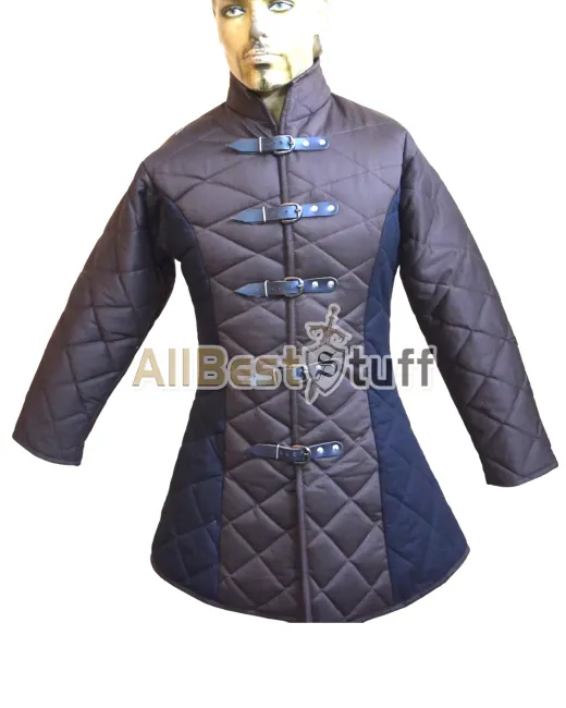 Medieval Gambeson 5 Buckle Long Padded Armor Multi Color