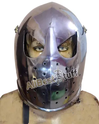 Medieval 16 Gauge Steel European Barbute with Visor