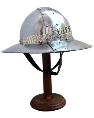 Medieval Banded Kettle Hat 1,6mm Steel Helmet with Leather liner