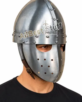 Medieval 12th Century Crusader Spangenhelm with Faceplate